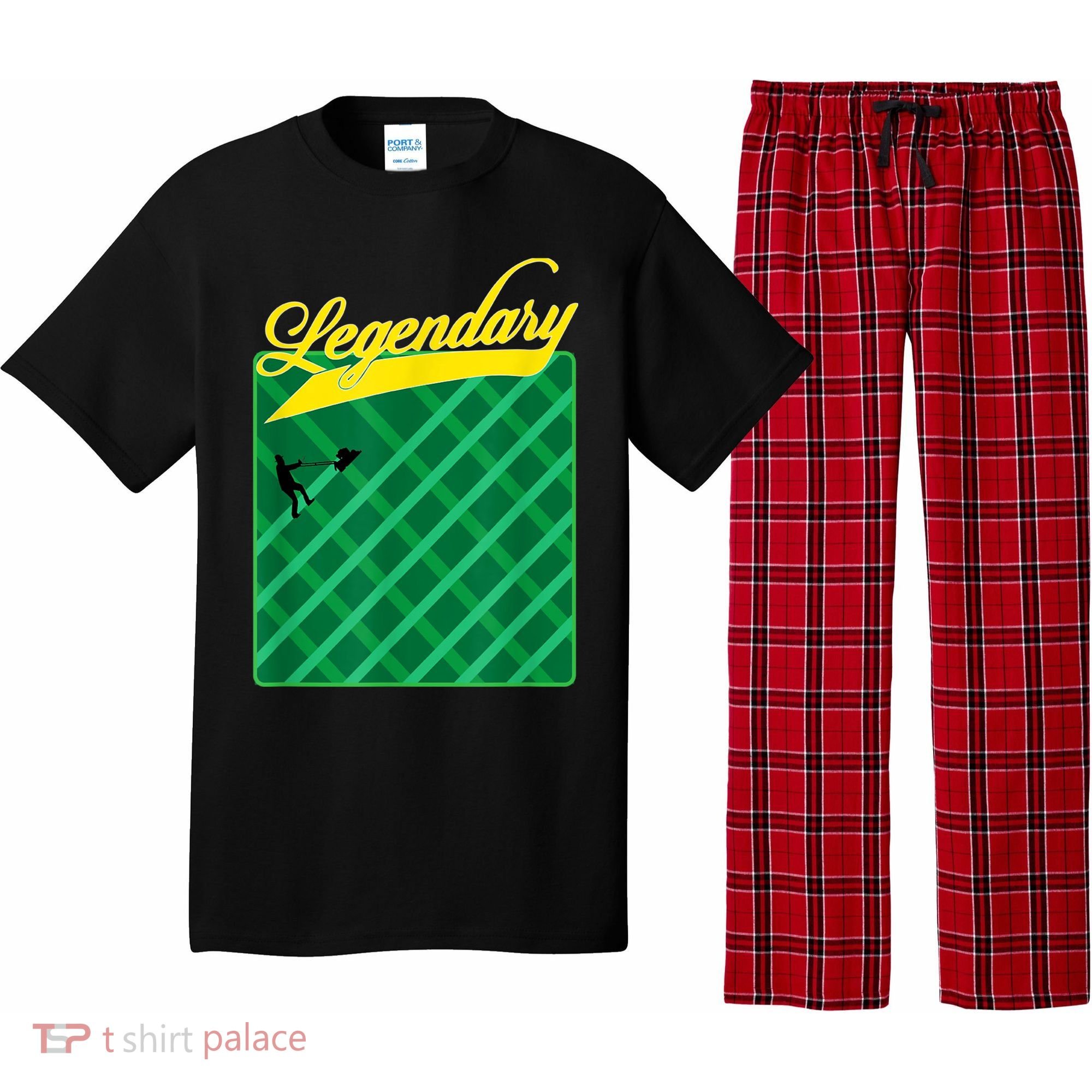 Lawn Mowing Grass Stripes Dad Shirt Funny Mow The Grass Pajama Set