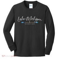 Lake Michigan Great Lakes Oars Graphic Kids Long Sleeve Shirt thumb 0