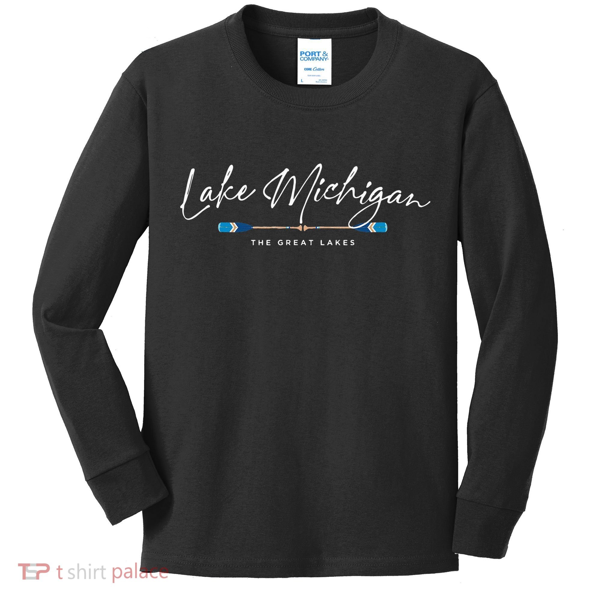 Lake Michigan Great Lakes Oars Graphic Kids Long Sleeve Shirt