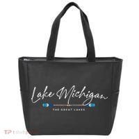 Lake Michigan Great Lakes Oars Graphic Tote Bag thumb 0