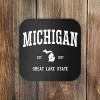 Love Michigan Great Lake State MI Est 1837 Home Coaster thumb 0