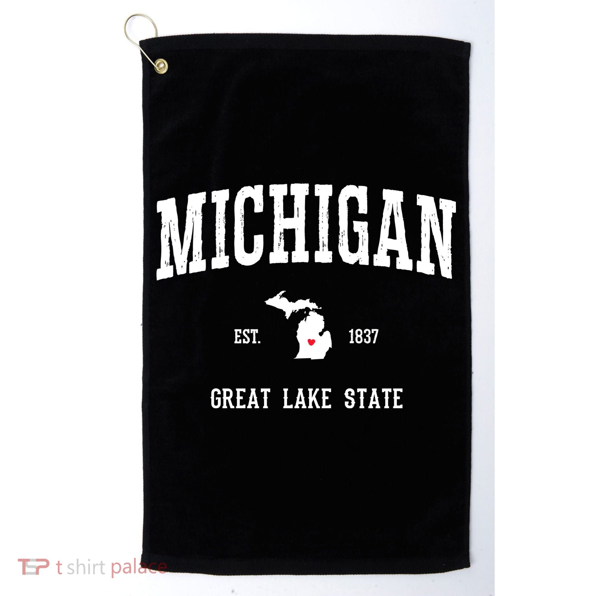 Love Michigan Great Lake State MI Est 1837 Home Golf Towel