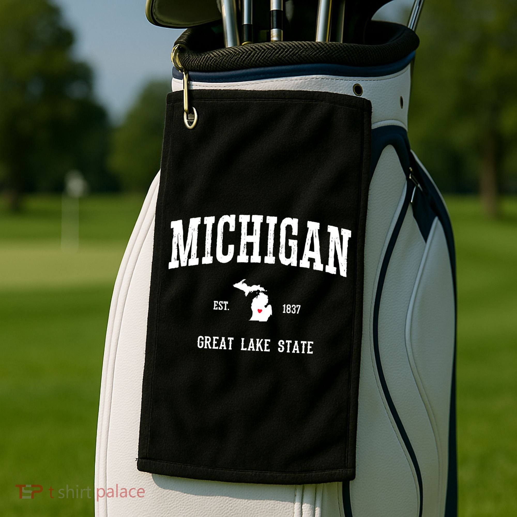 Love Michigan Great Lake State MI Est 1837 Home Golf Towel