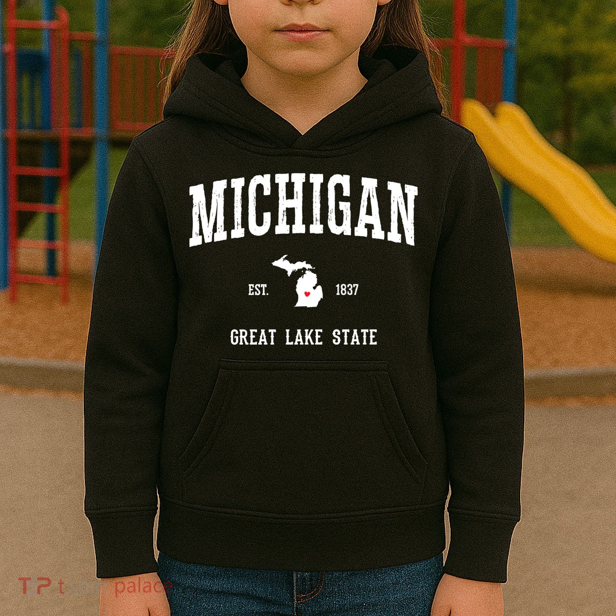 Love Michigan Great Lake State MI Est 1837 Home Kids Hoodie
