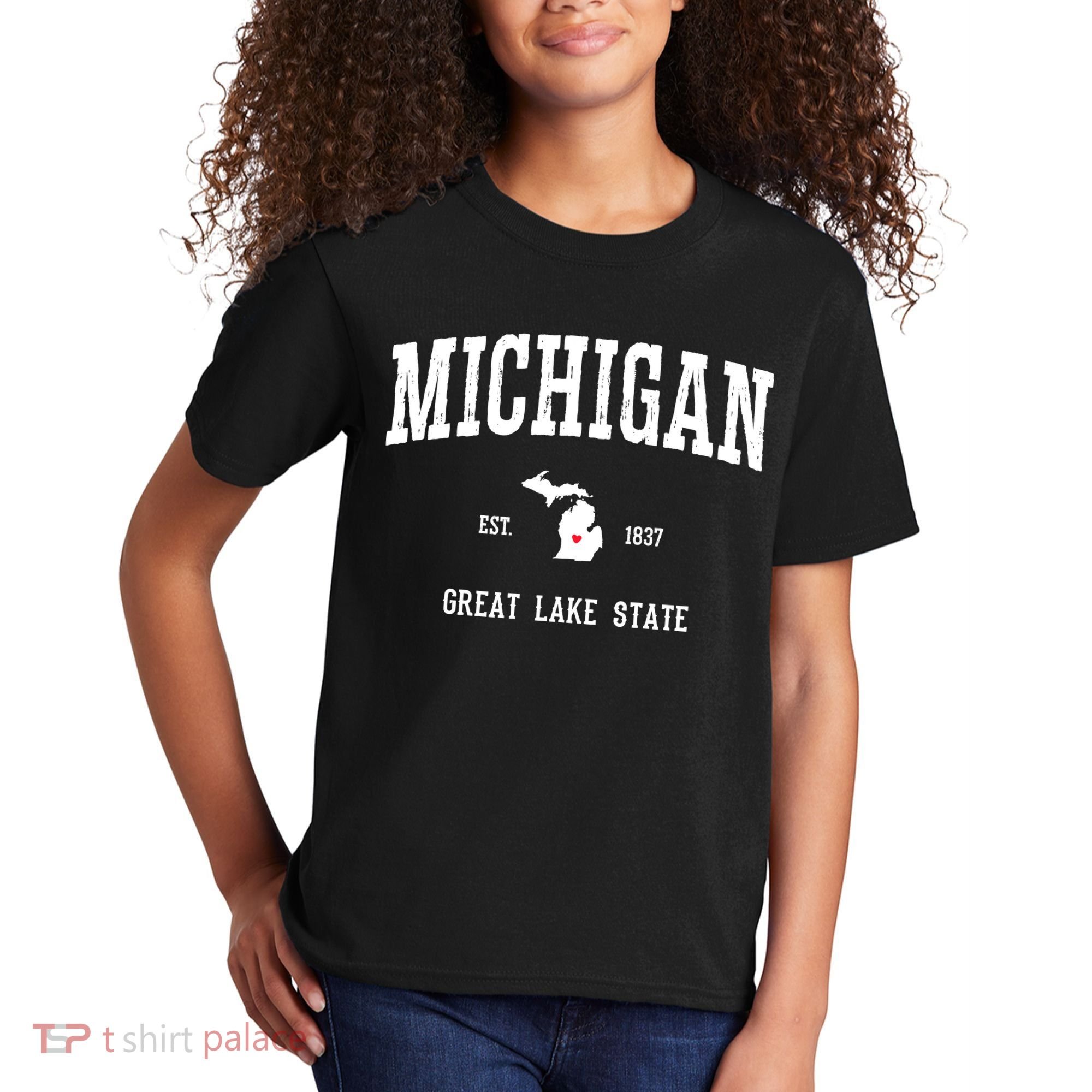 Love Michigan Great Lake State MI Est 1837 Home Kids T-Shirt