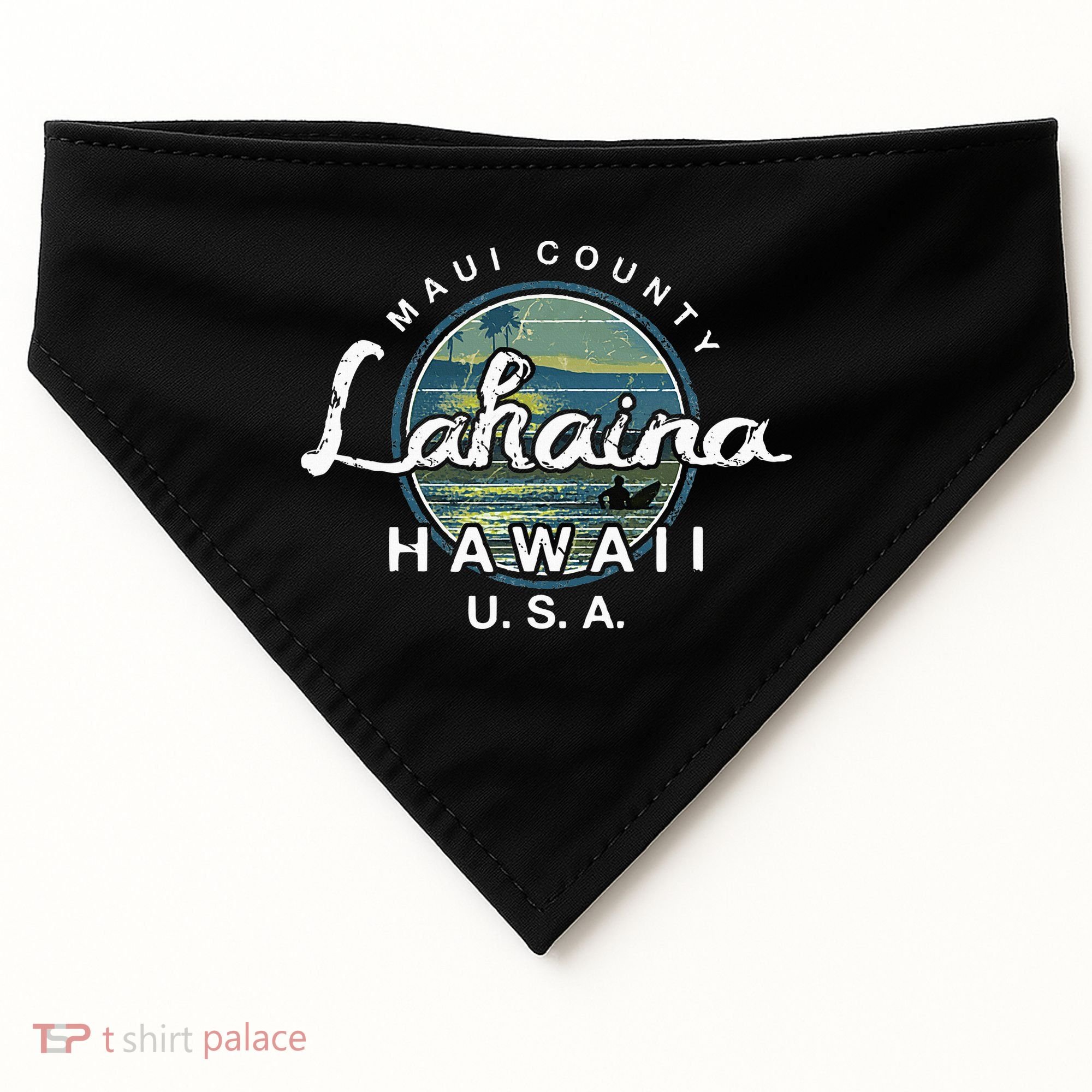 Lahaina Maui Hawaii Surfing Retro USA-Made Doggie Bandana