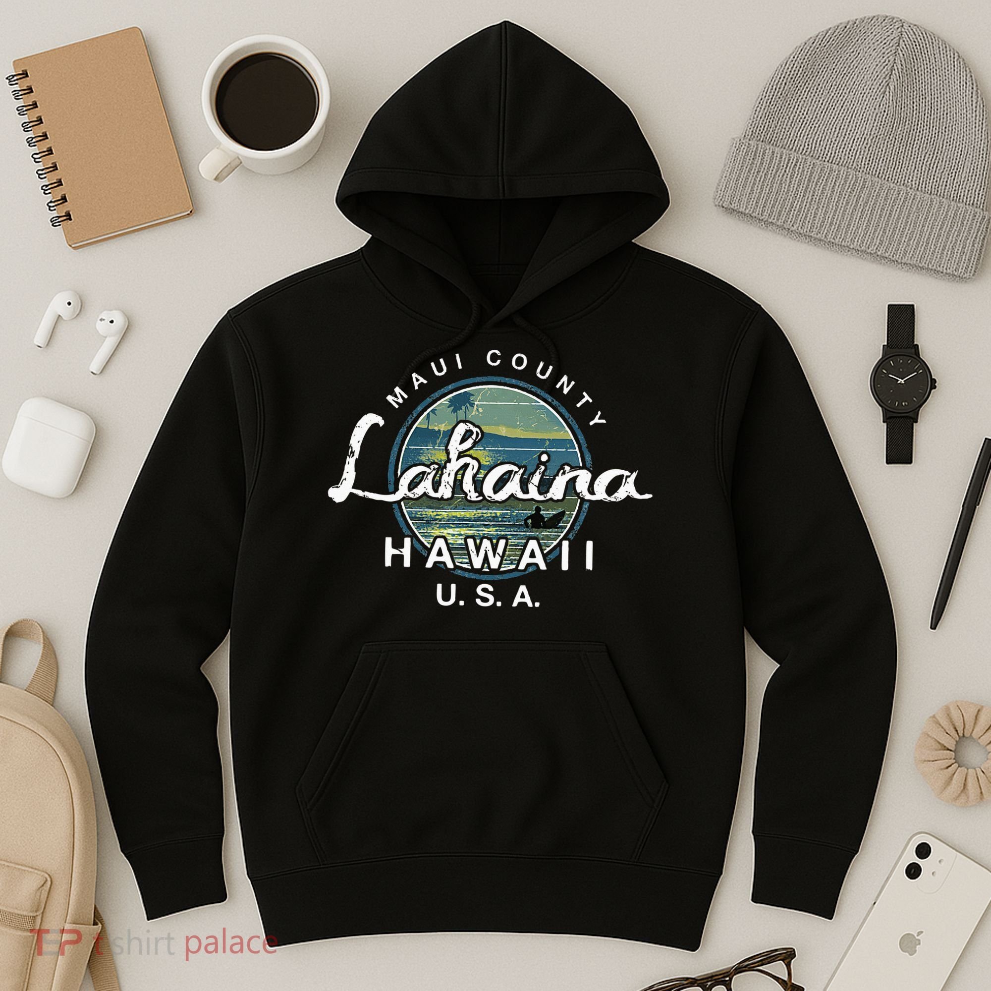 Lahaina Maui Hawaii Surfing Retro Hoodie