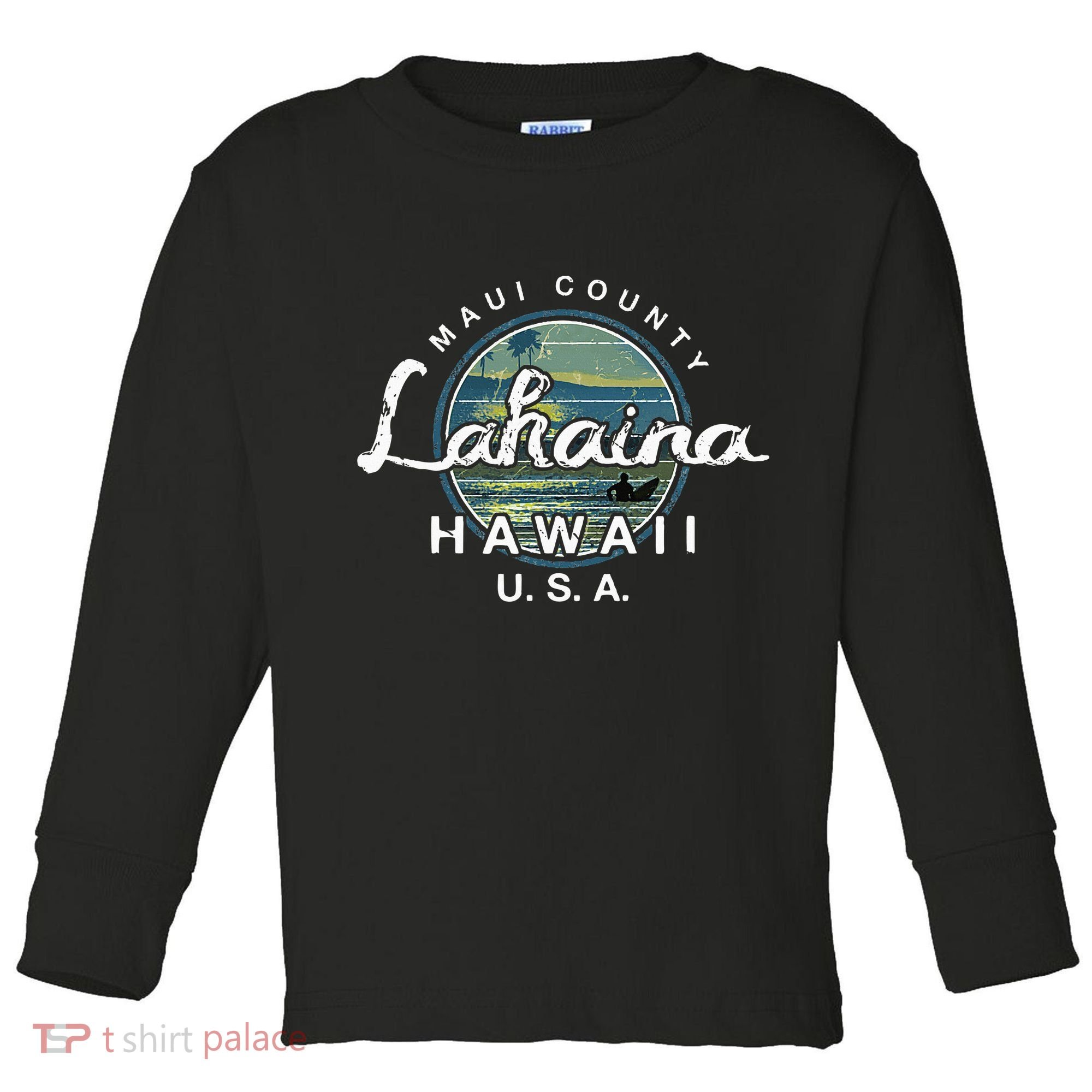 Lahaina Maui Hawaii Surfing Retro Toddler Long Sleeve Shirt