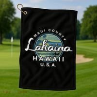 Lahaina Maui Hawaii Surfing Retro Golf Towel thumb 1