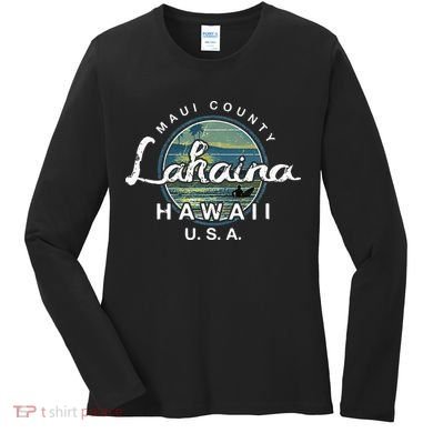 Lahaina Maui Hawaii Surfing Retro Women's Long Sleeve Shirt