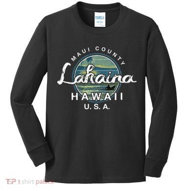 Lahaina Maui Hawaii Surfing Retro Kids Long Sleeve Shirt