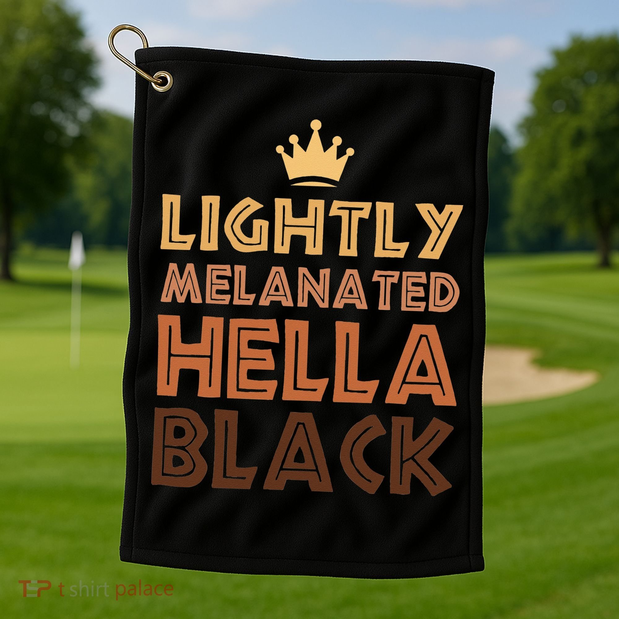 Lightly Melanated Hella Black Afro Queen African American Golf Towel