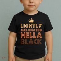 Lightly Melanated Hella Black Afro Queen African American Toddler T-Shirt thumb 2