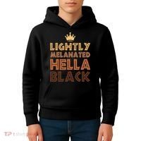 Lightly Melanated Hella Black Afro Queen African American Kids Hoodie thumb 4