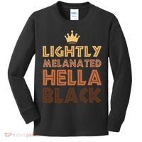 Lightly Melanated Hella Black Afro Queen African American Kids Long Sleeve Shirt thumb 0