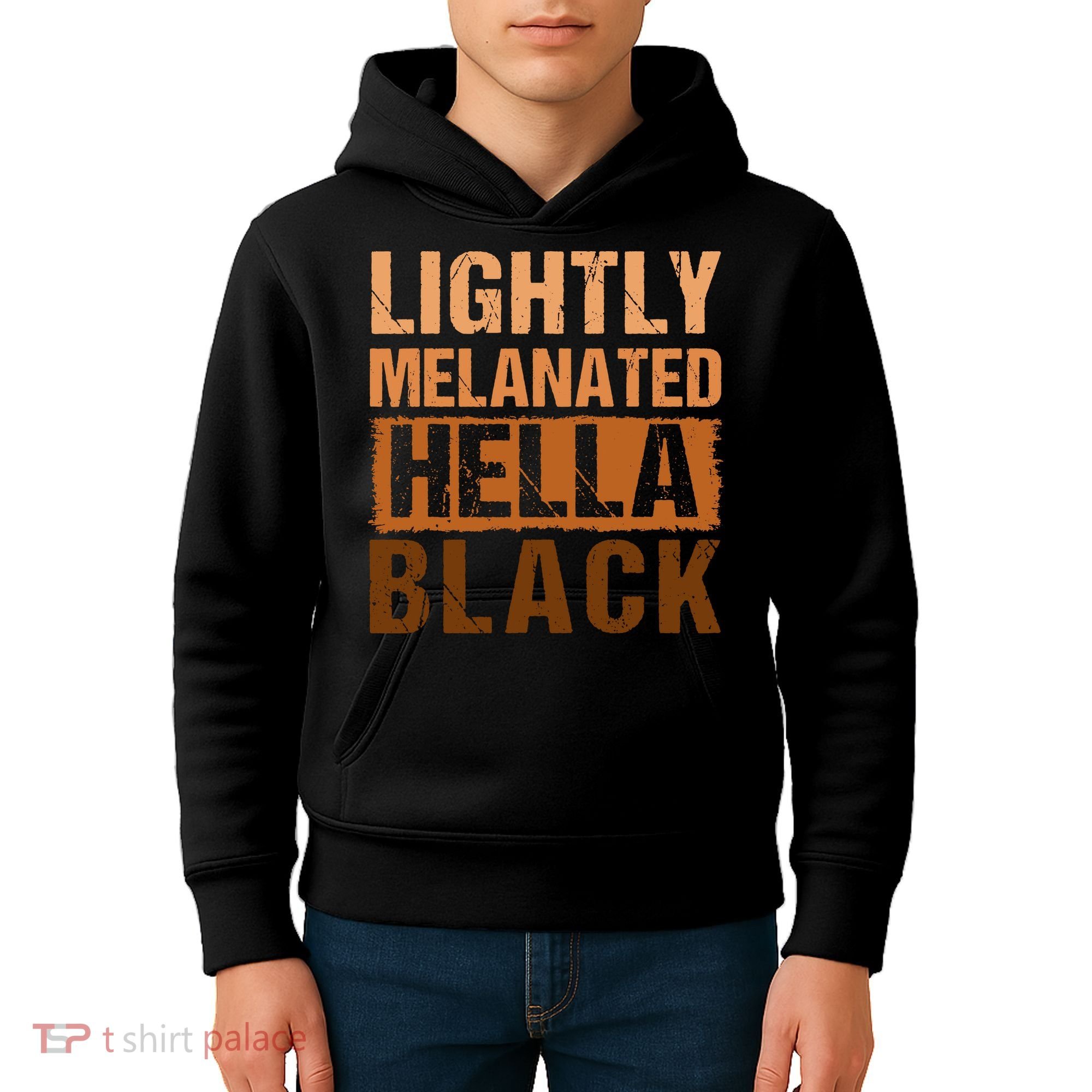 Lightly Melanated Hella Black Gifts Black History Month Kids Hoodie