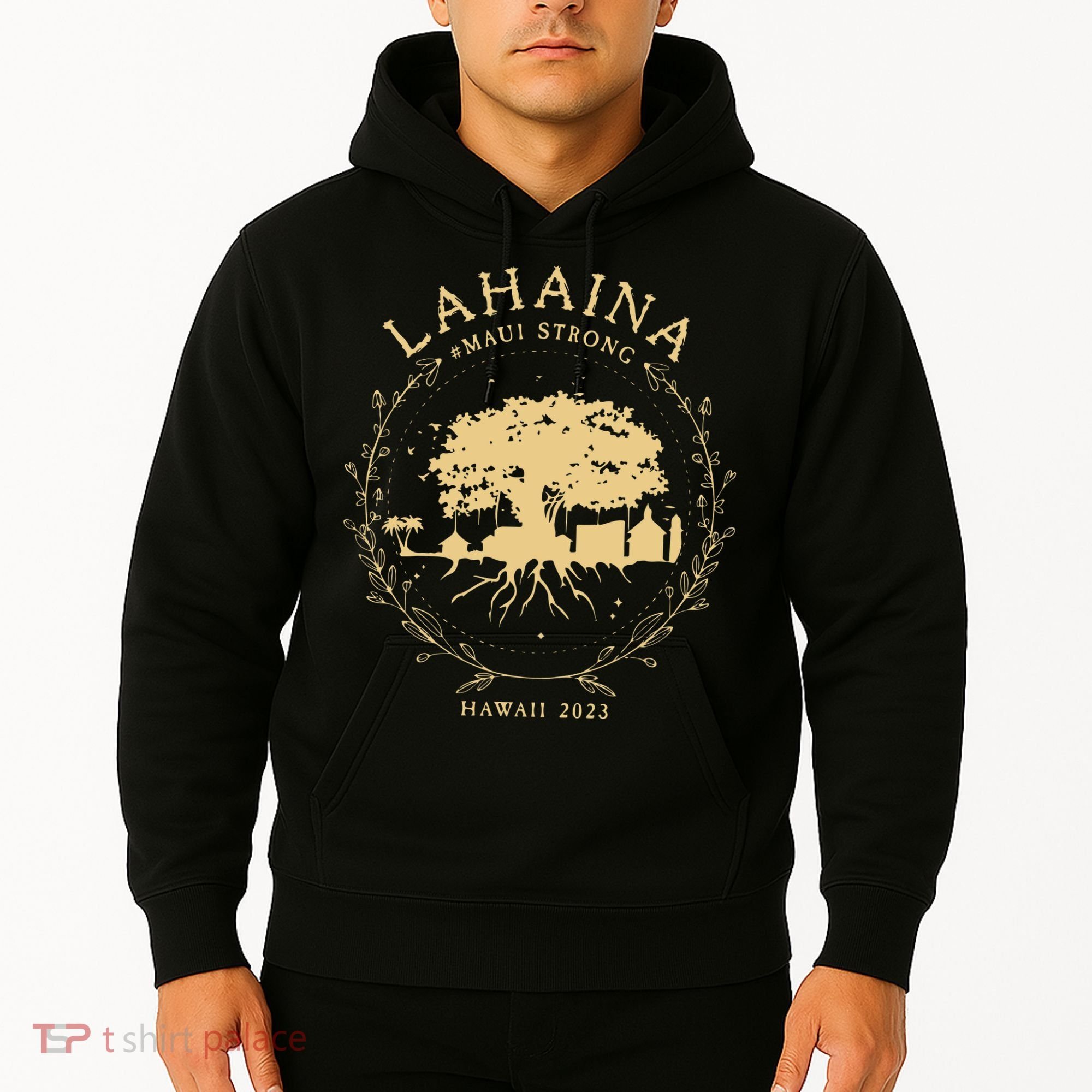 Lahaina Maui Hawaii Strong Golden Banyan Tree Shoreline Supportive Hoodie