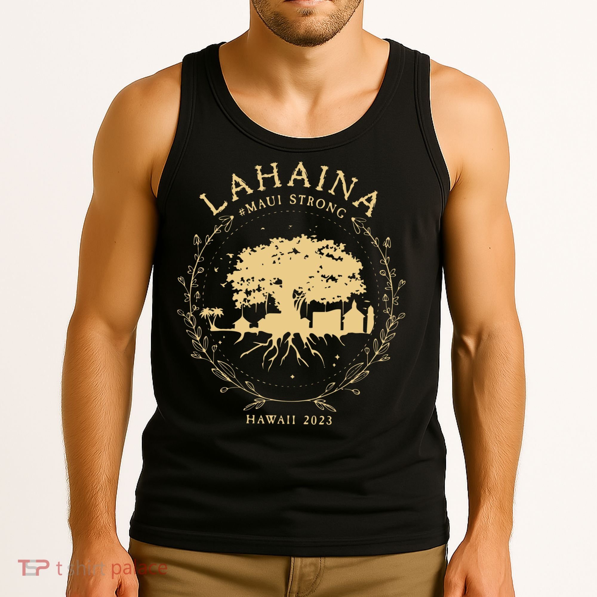 Lahaina Maui Hawaii Strong Golden Banyan Tree Shoreline Supportive Tank Top