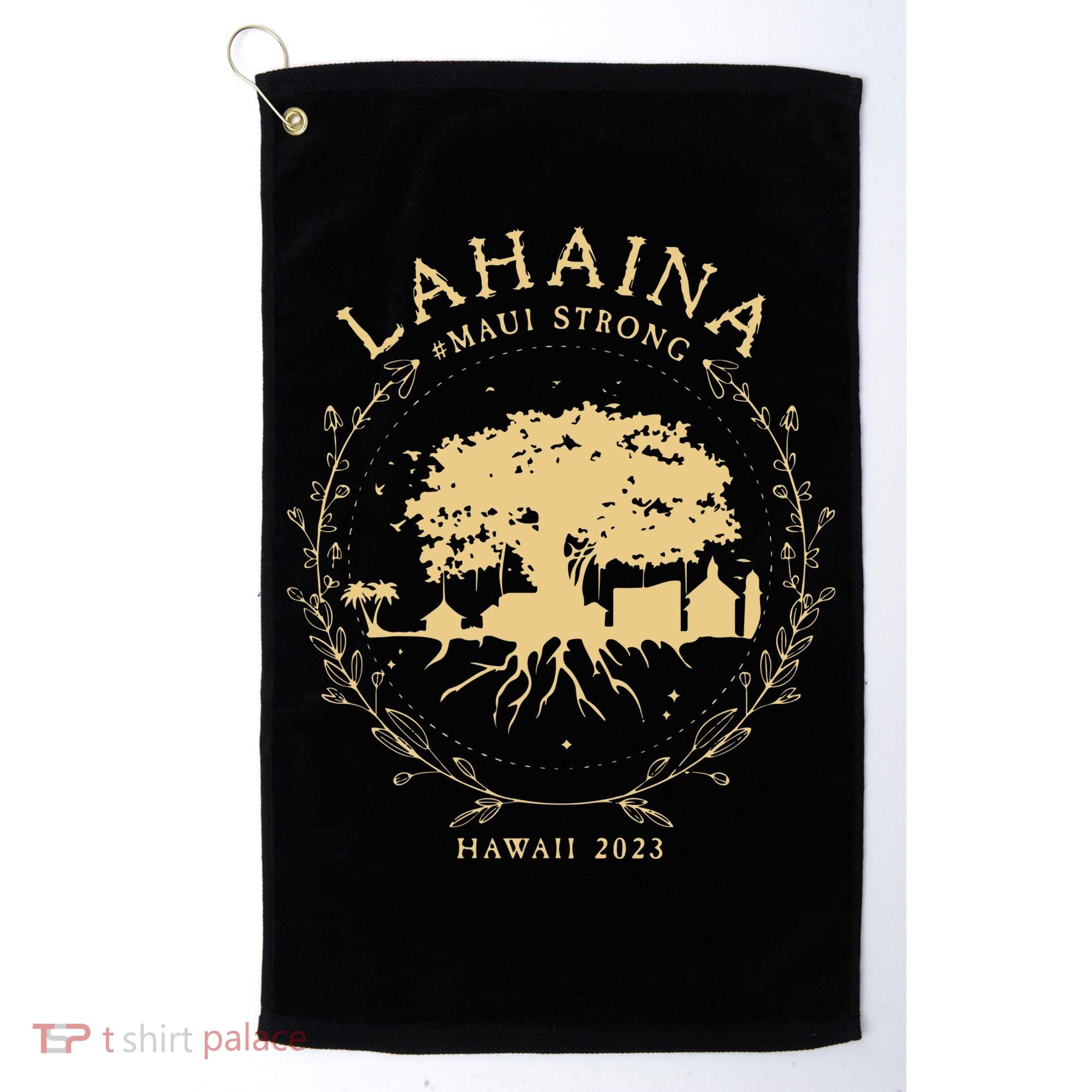 Lahaina Maui Hawaii Strong Golden Banyan Tree Shoreline Supportive Golf Towel