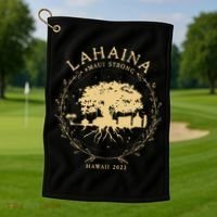 Lahaina Maui Hawaii Strong Golden Banyan Tree Shoreline Supportive Golf Towel thumb 1