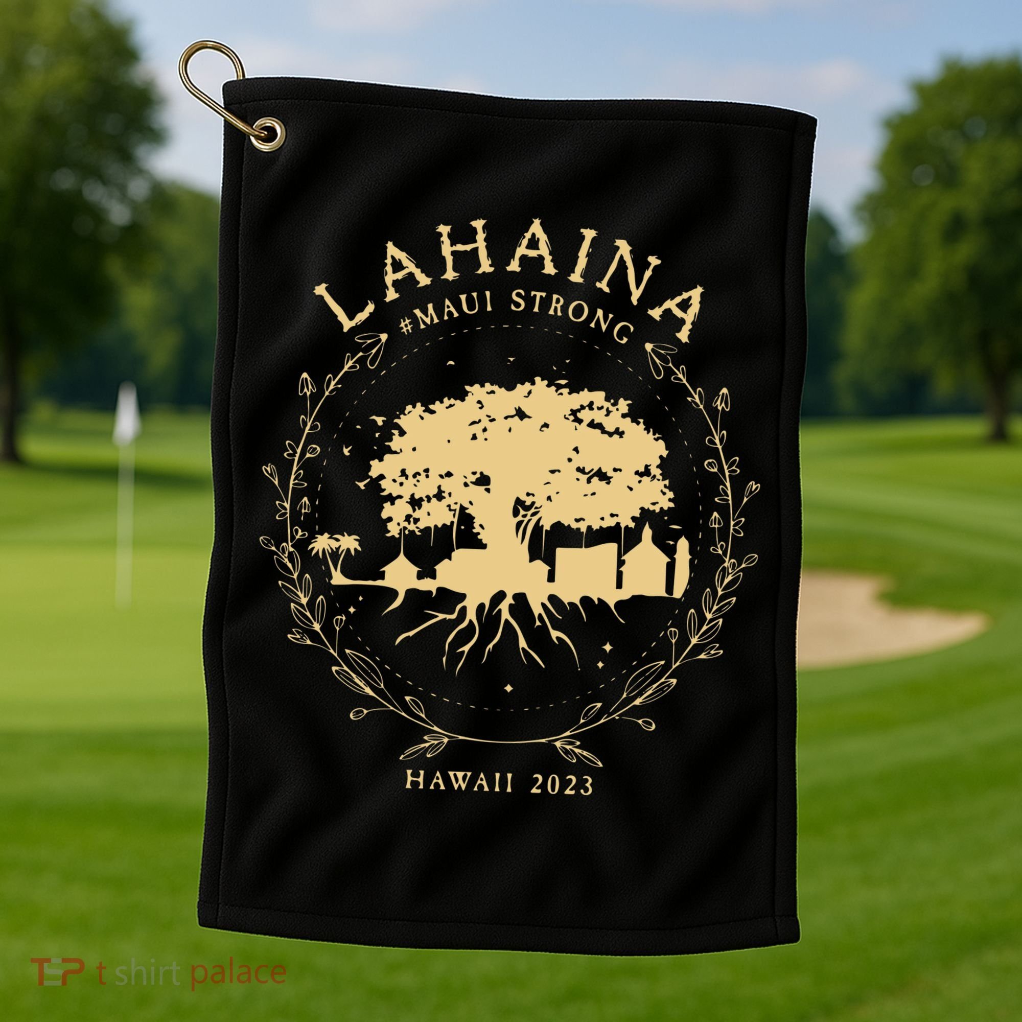 Lahaina Maui Hawaii Strong Golden Banyan Tree Shoreline Supportive Golf Towel