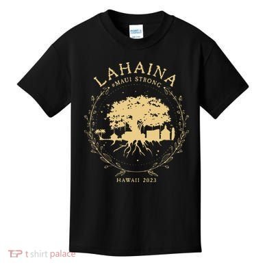 Lahaina Maui Hawaii Strong Golden Banyan Tree Shoreline Supportive Kids T-Shirt