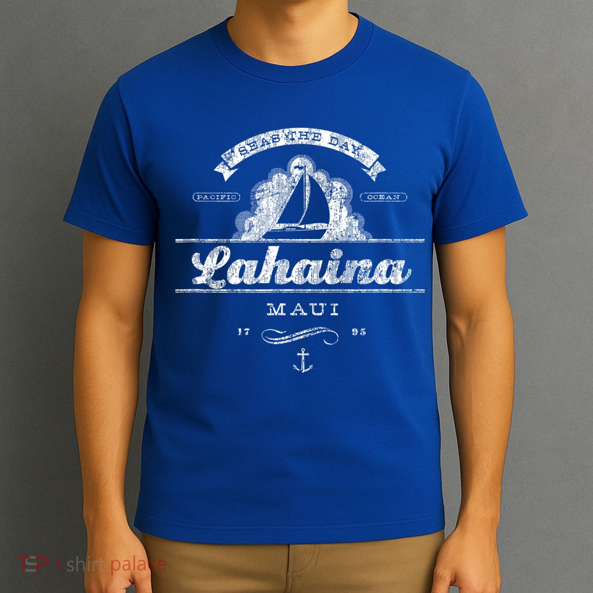 Lahaina Maui Hi Sailboat Cool Gift Vintage Nautical Tee T-Shirt