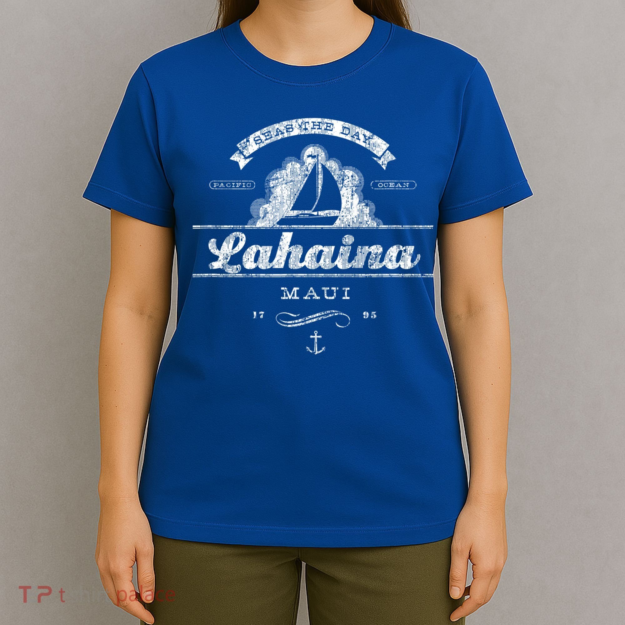 Lahaina Maui Hi Sailboat Cool Gift Vintage Nautical Tee T-Shirt