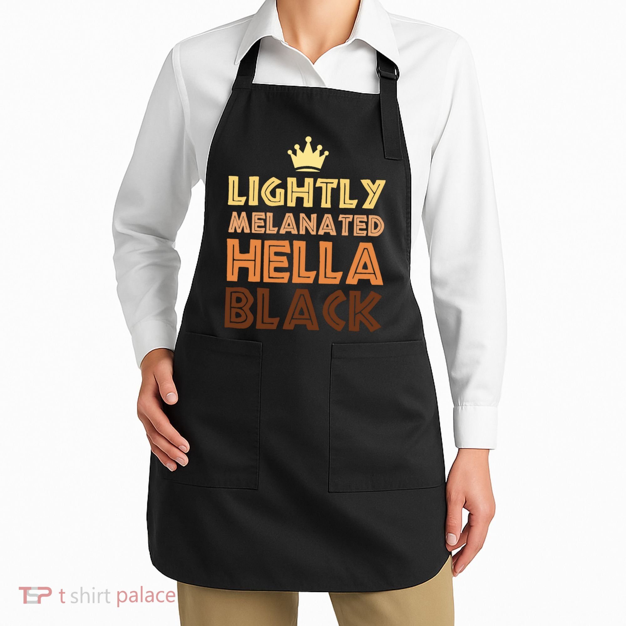 Lightly Melanated Hella Black Afro Queen African American Apron