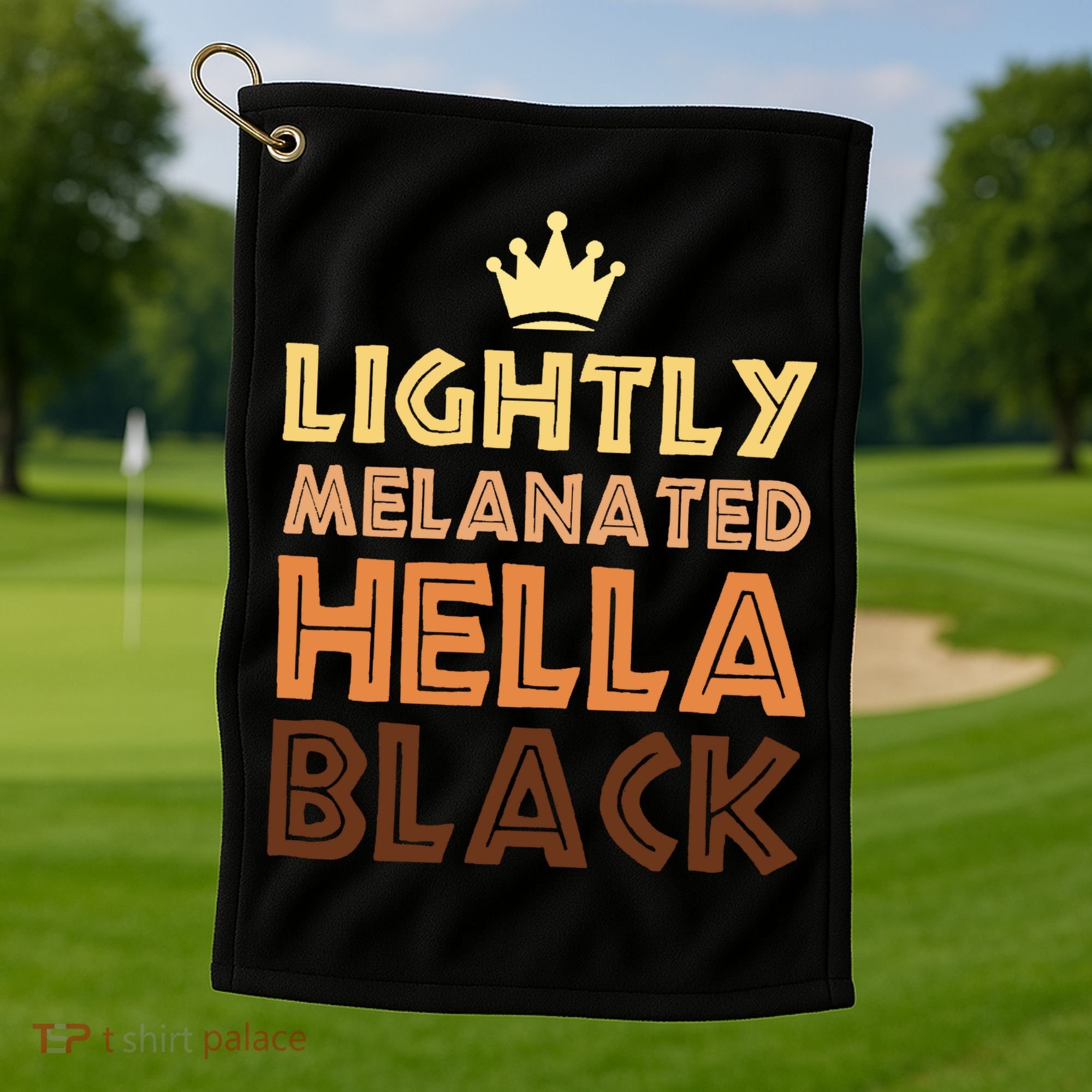 Lightly Melanated Hella Black Afro Queen African American Golf Towel