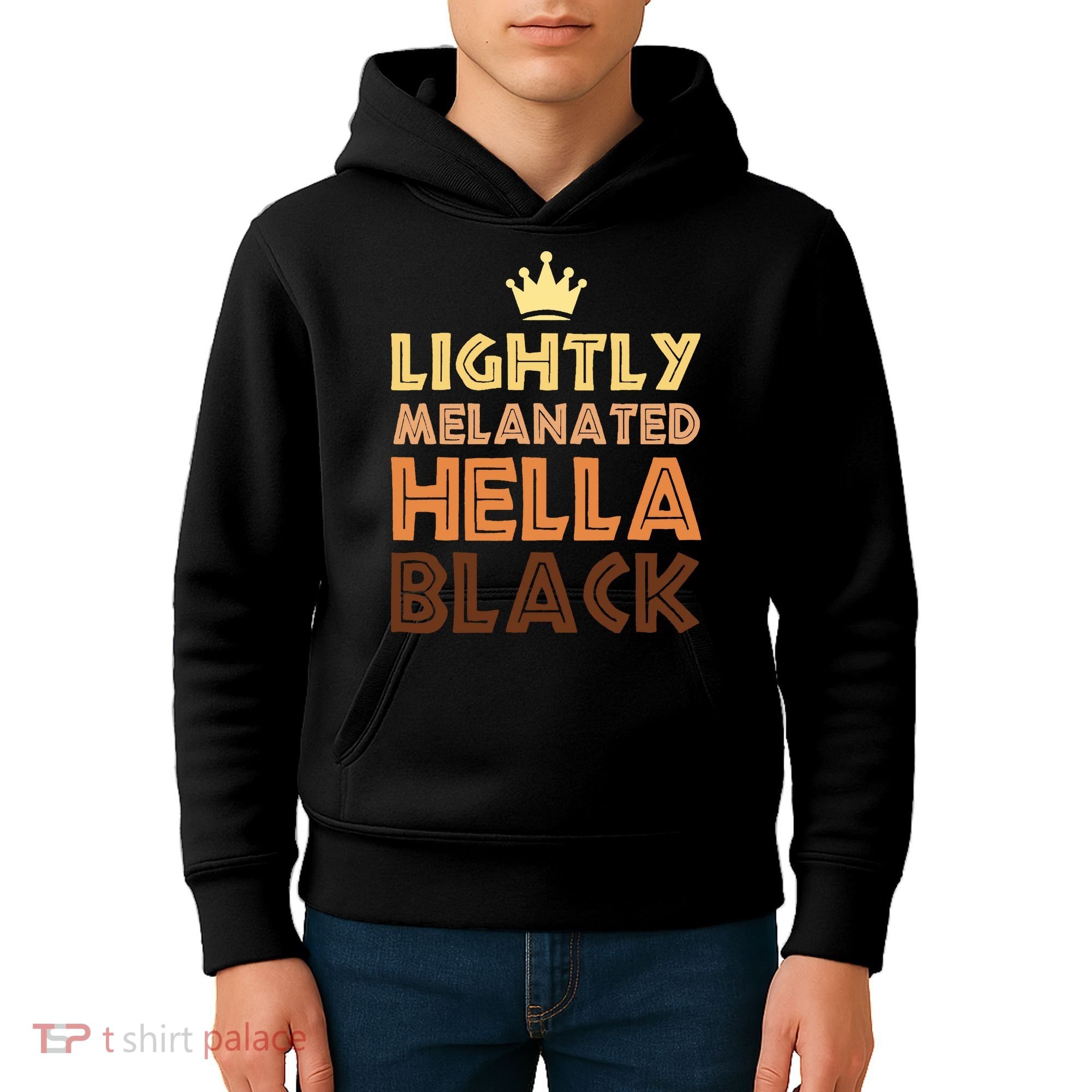 Lightly Melanated Hella Black Afro Queen African American Kids Hoodie