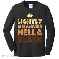 Lightly Melanated Hella Black Afro Queen African American Kids Long Sleeve Shirt thumb 0