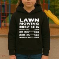 Lawn Mowing Hourly I Mow The Lawn Kids Hoodie thumb 3