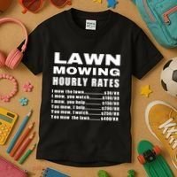 Lawn Mowing Hourly I Mow The Lawn Kids T-Shirt thumb 3