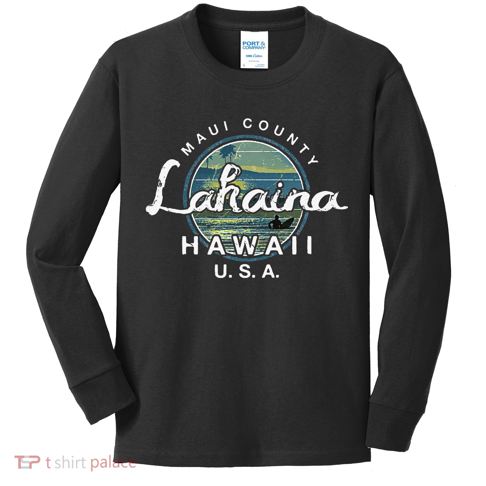 Lahaina Maui Hawaii Surfing Retro Kids Long Sleeve Shirt