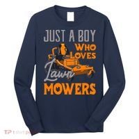 Lawn Mowing Just A Boy Who Loves Mowers Gardener Long Sleeve Shirt thumb 0
