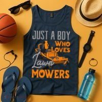 Lawn Mowing Just A Boy Who Loves Mowers Gardener Tank Top thumb 4