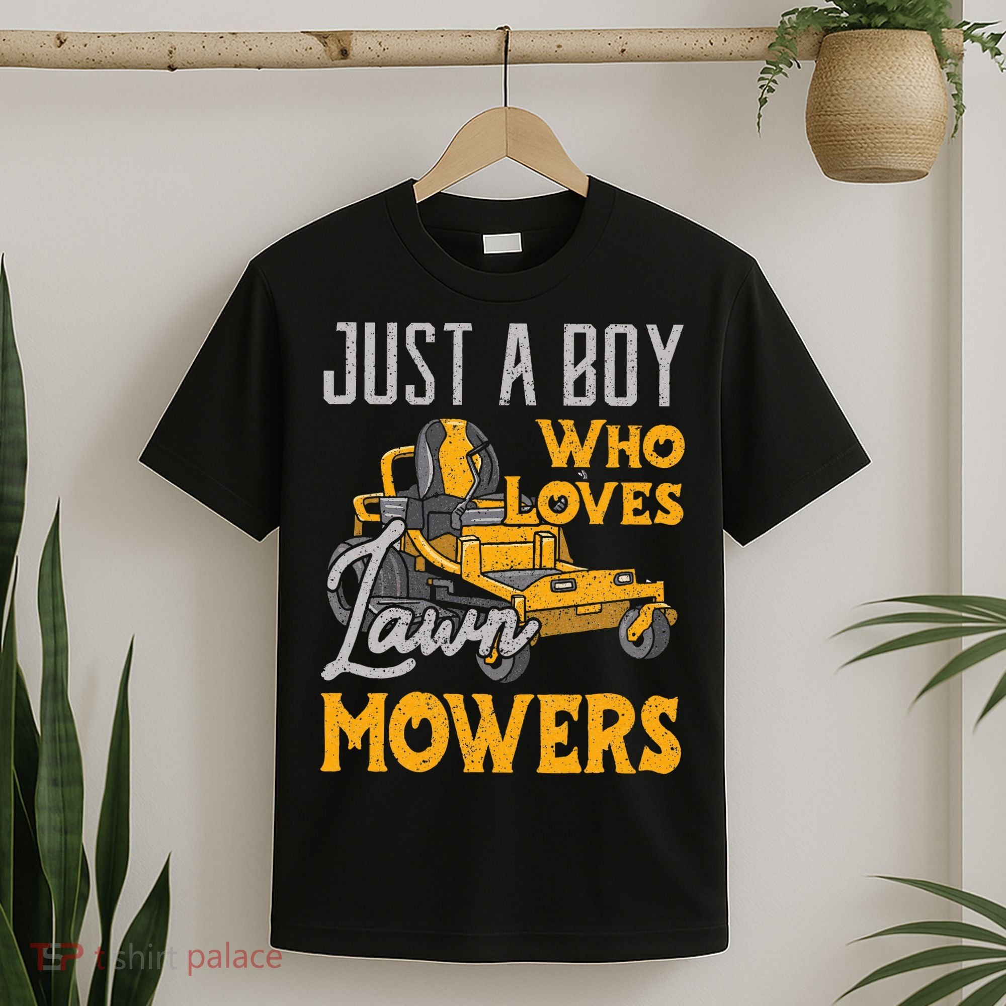 Lawn Mowing Just A Boy Who Loves Mowers Gardener T-Shirt