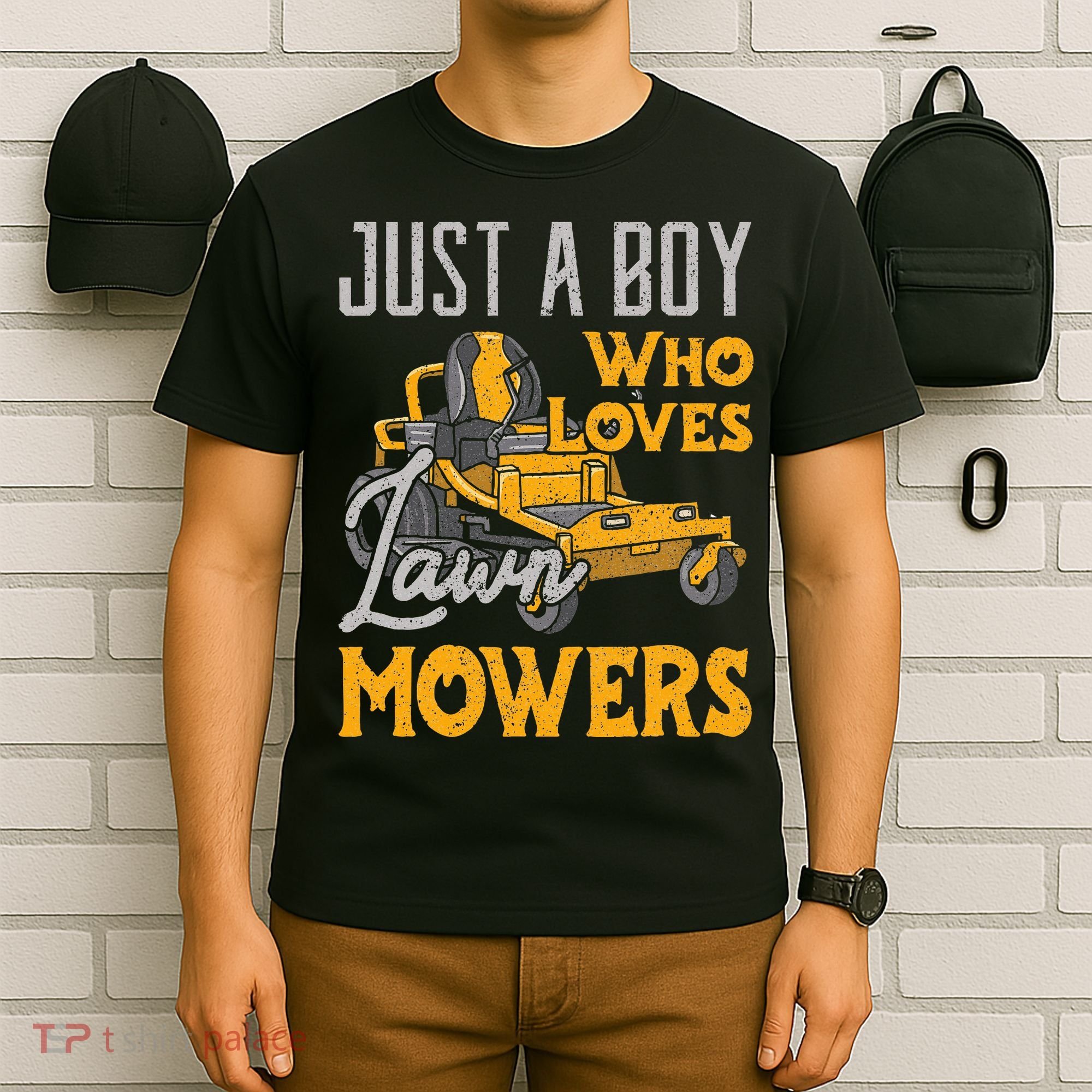 Lawn Mowing Just A Boy Who Loves Mowers Gardener T-Shirt