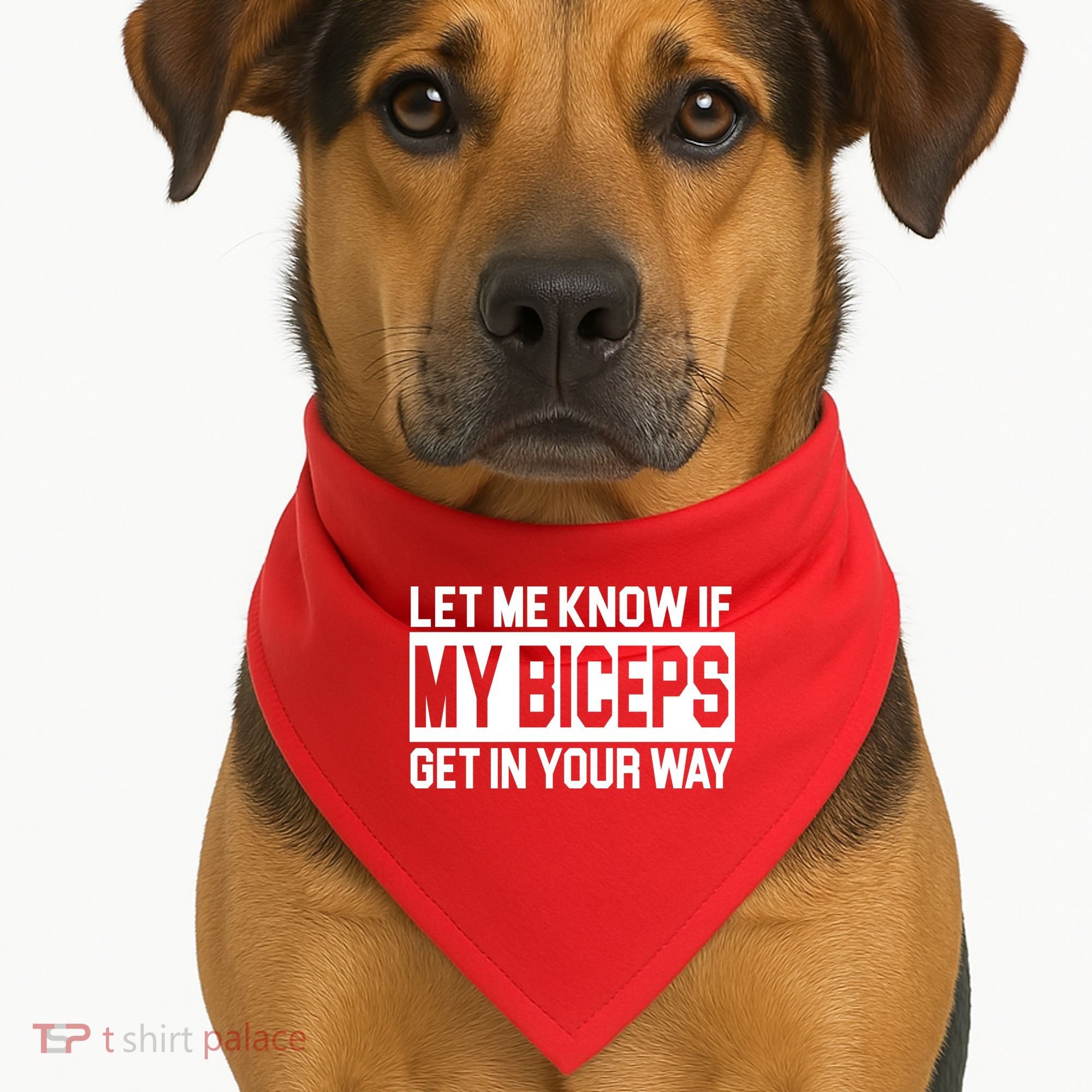 Let Me Know If My Biceps Get In Your Way USA-Made Doggie Bandana