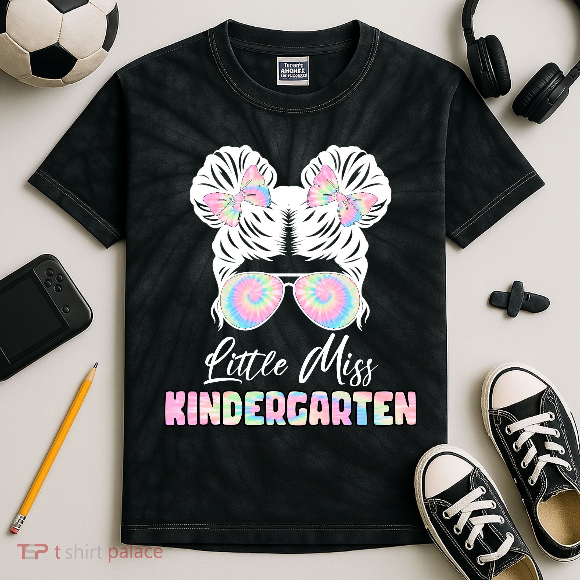 Little Miss Kindergarten Kids Tie-Dye T-Shirt