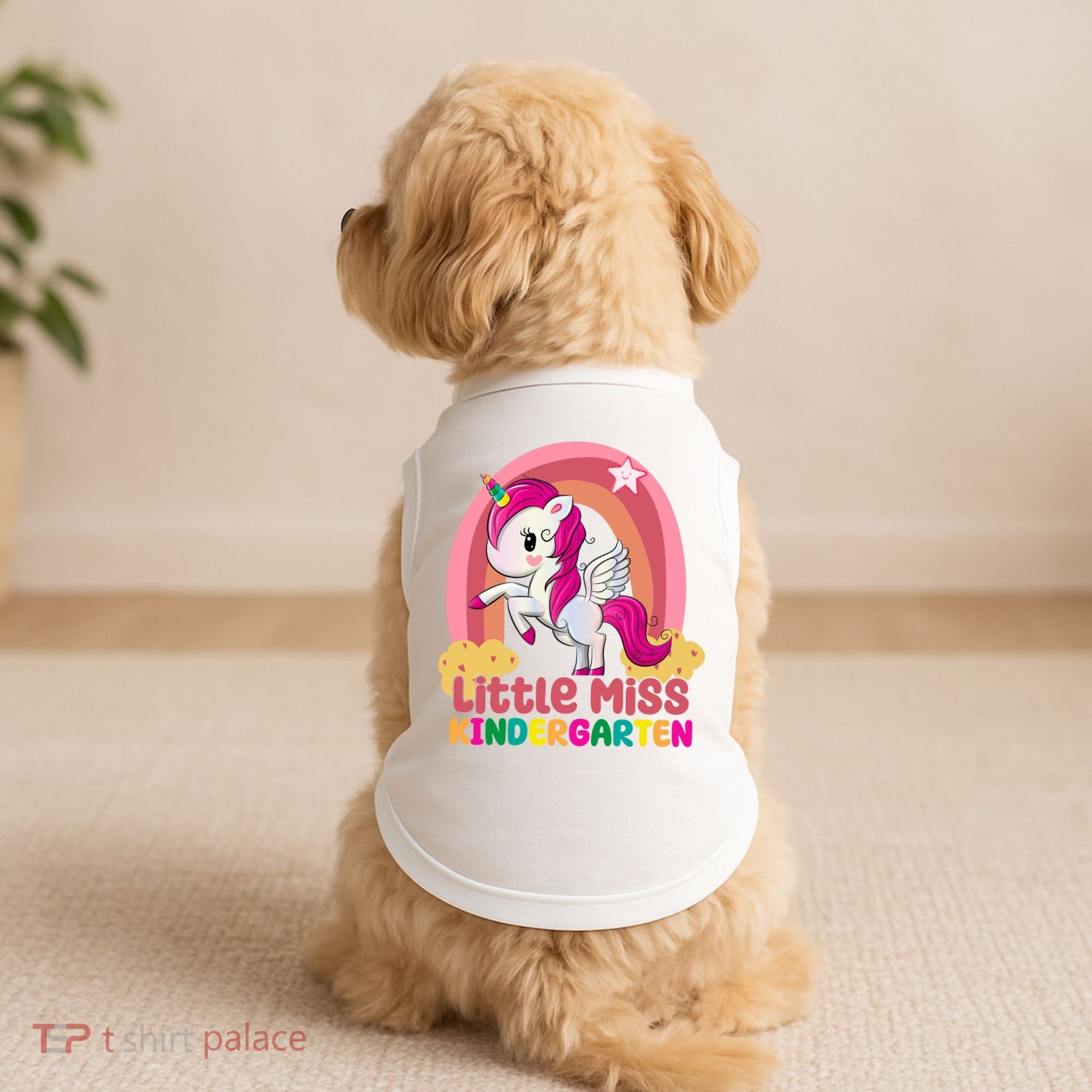 Little Miss Kindergarten Rainbow Unicorn Doggie Tank