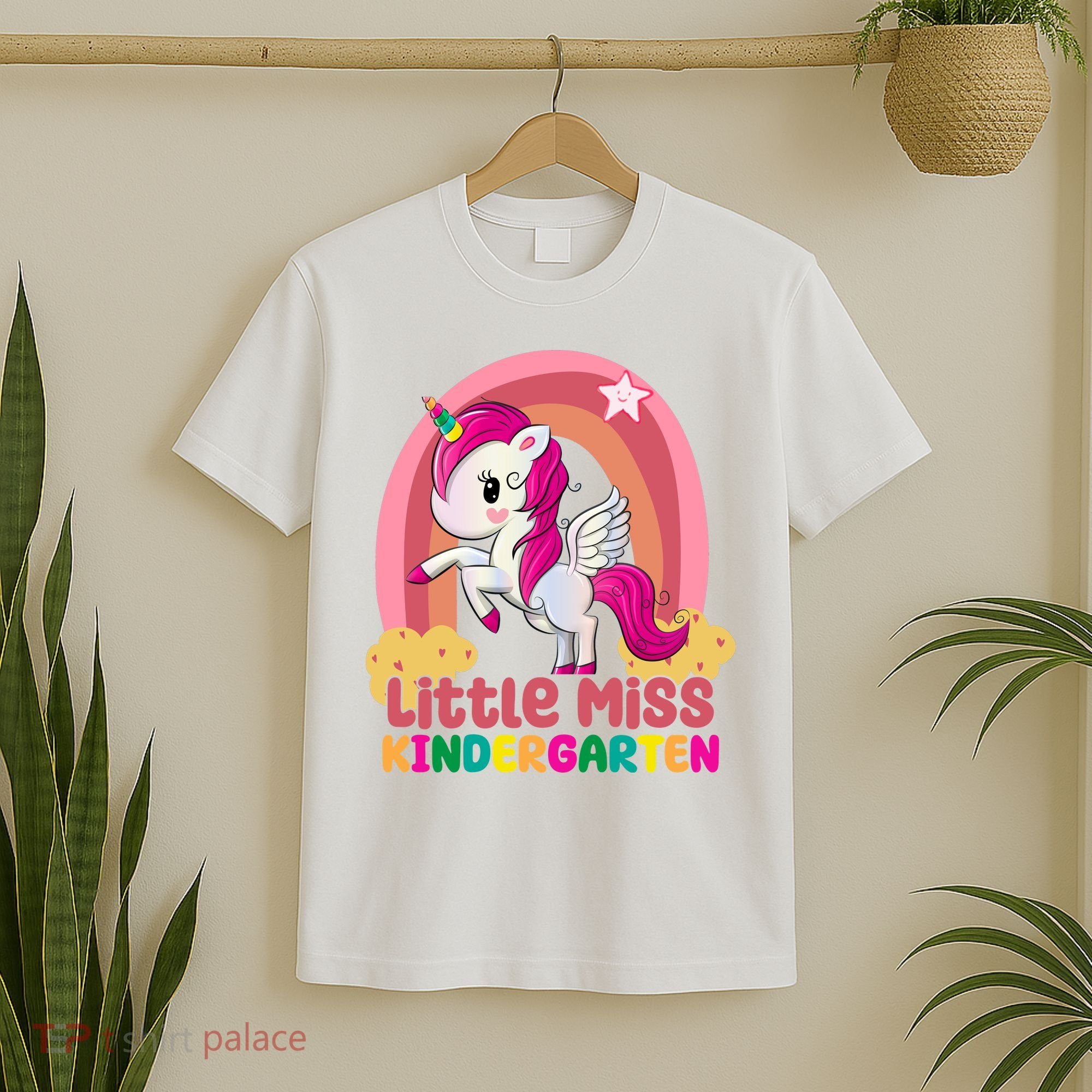 Little Miss Kindergarten Rainbow Unicorn T-Shirt