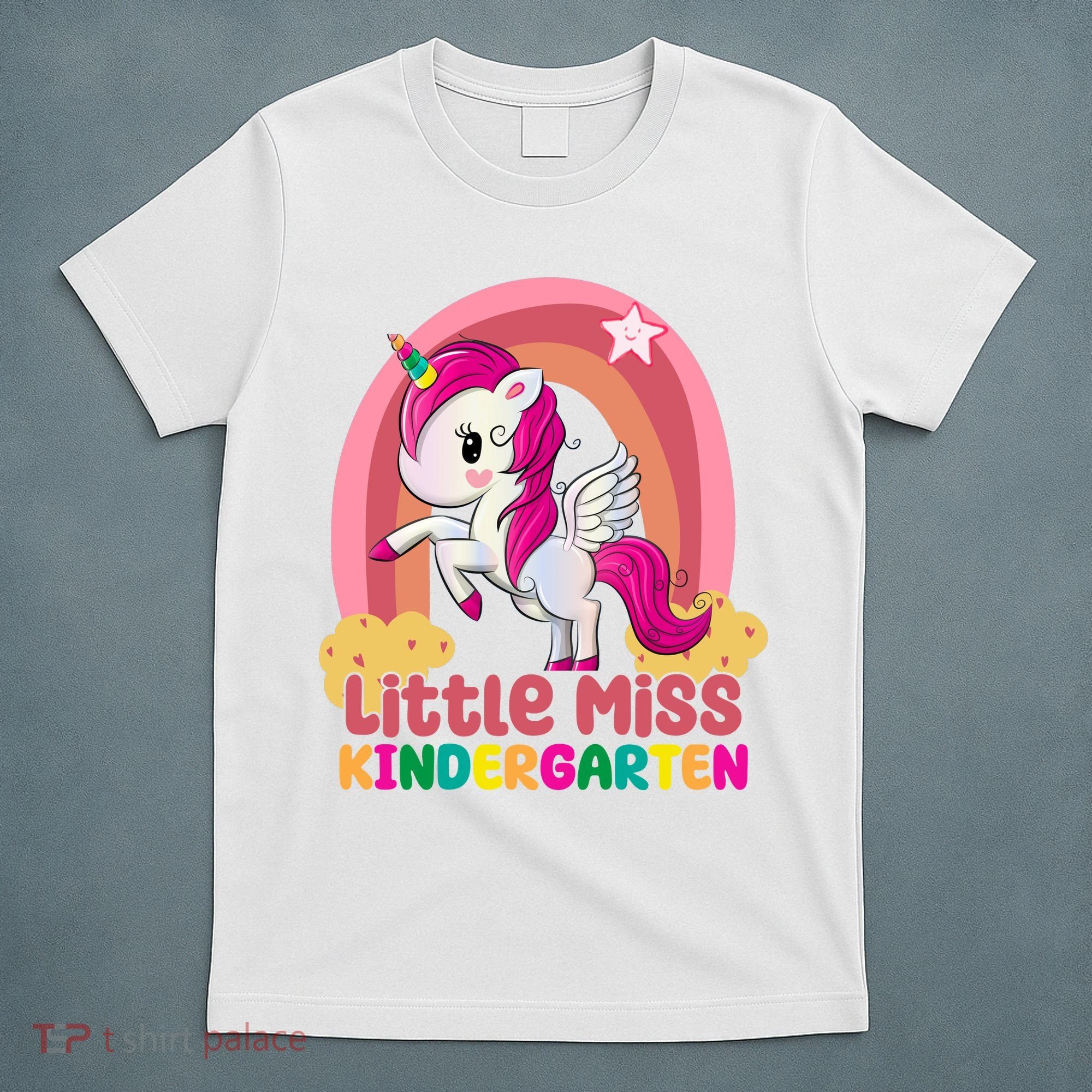 Little Miss Kindergarten Rainbow Unicorn T-Shirt