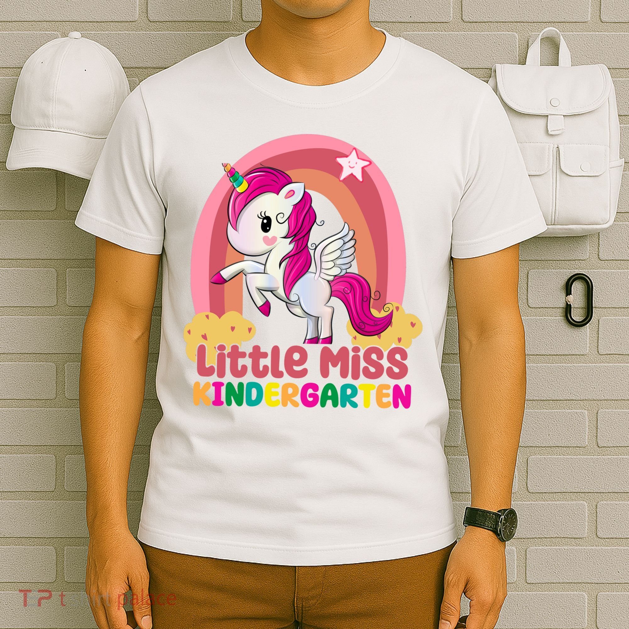Little Miss Kindergarten Rainbow Unicorn T-Shirt