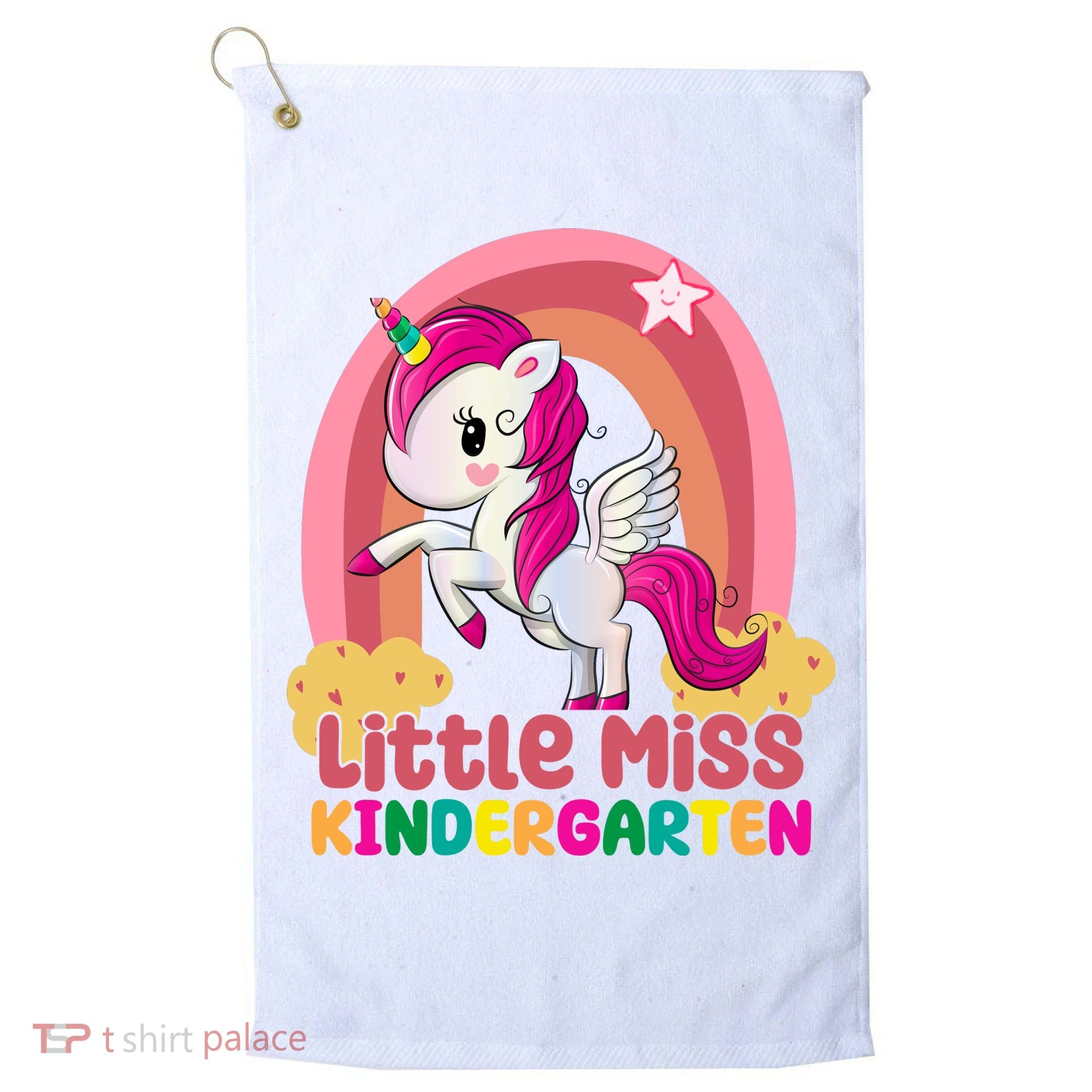 Little Miss Kindergarten Rainbow Unicorn Golf Towel