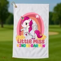 Little Miss Kindergarten Rainbow Unicorn Golf Towel thumb 1