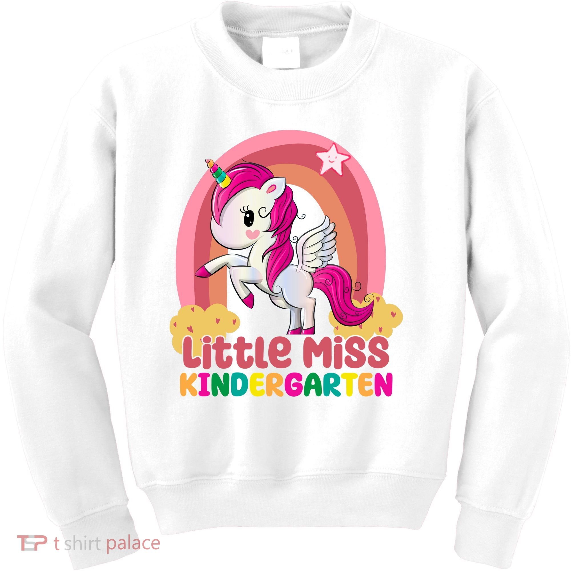 Little Miss Kindergarten Rainbow Unicorn Kids Sweatshirt