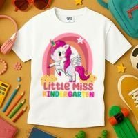 Little Miss Kindergarten Rainbow Unicorn Kids T-Shirt thumb 3