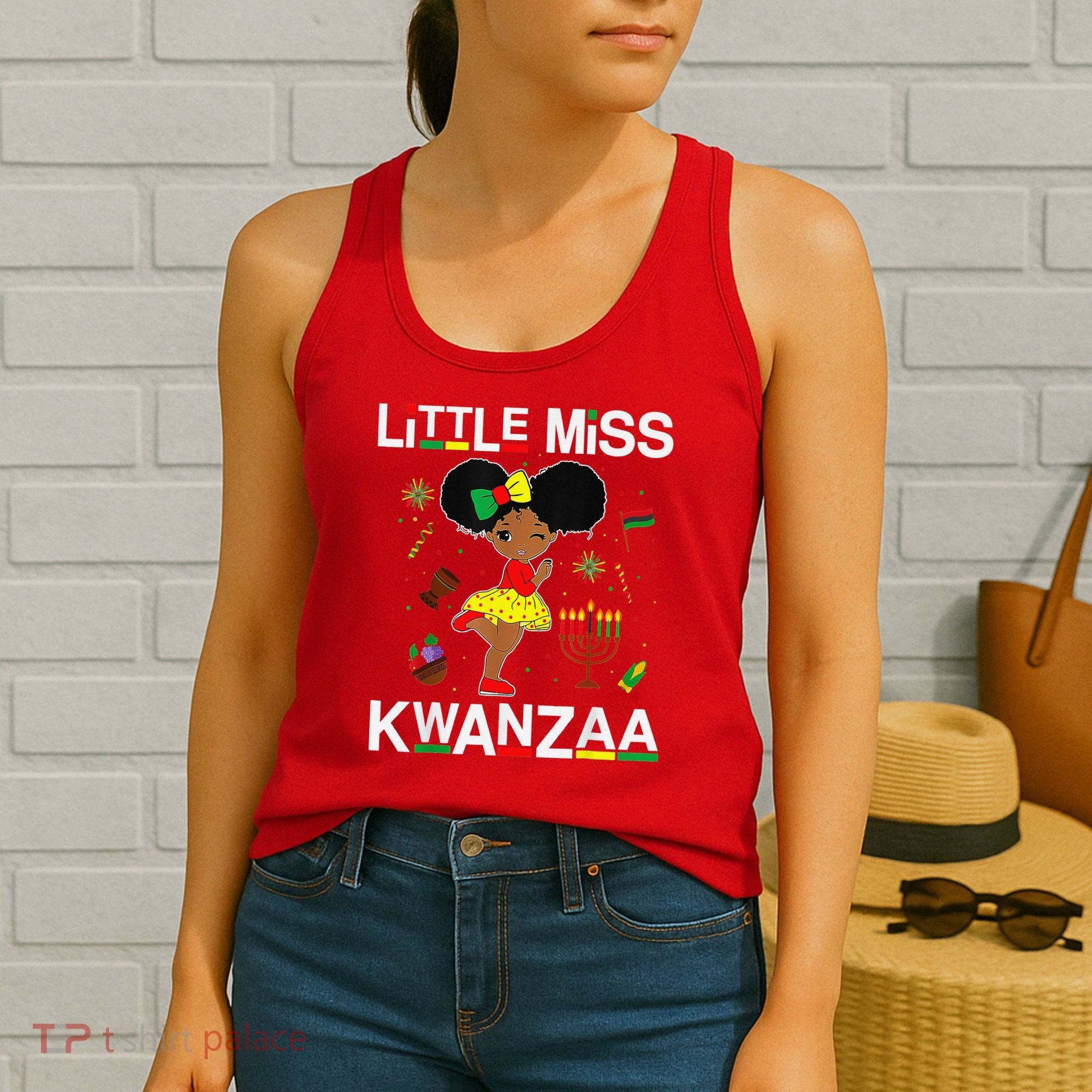 Little Miss Kwanzaa Outfits For Black Girl Women's Tank Top